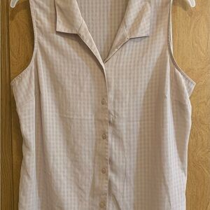 Sleeveless Beige Button-Up Top